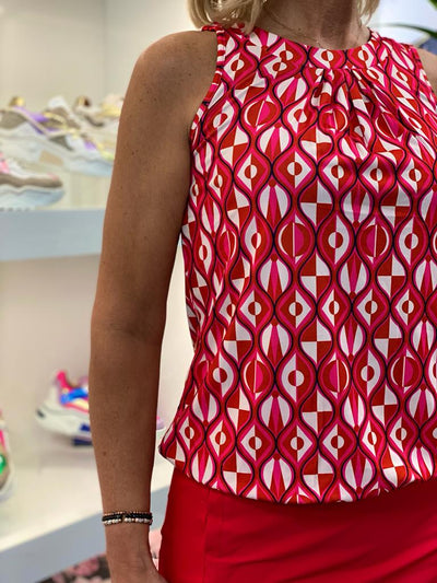 Suzy Q Tessa Top rood wit print 8458