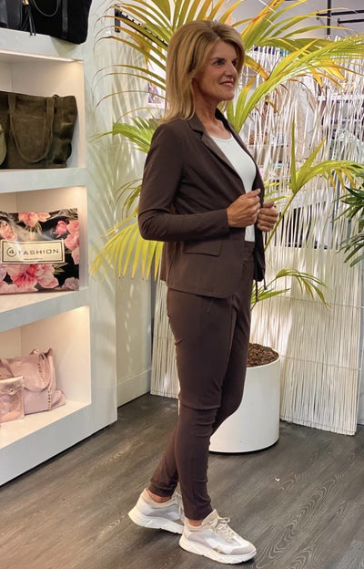 Mi Piace Travelstof Blazer dark brown bruin 202015