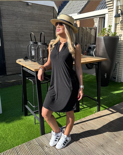 Angelle Milan Travelstof Tuniek Mouwloos zwart 1622