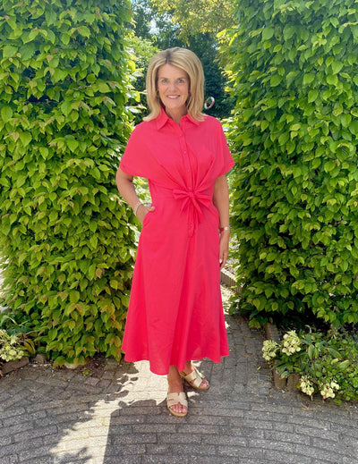 Azzurro Doorknoopjurk Korte Mouw 95156 rood