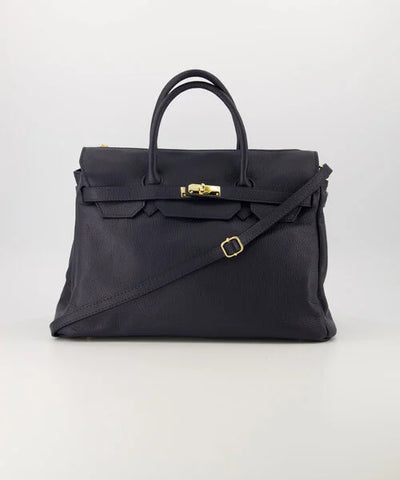 Birdie Large Handtas Leer Donkerblauw T309