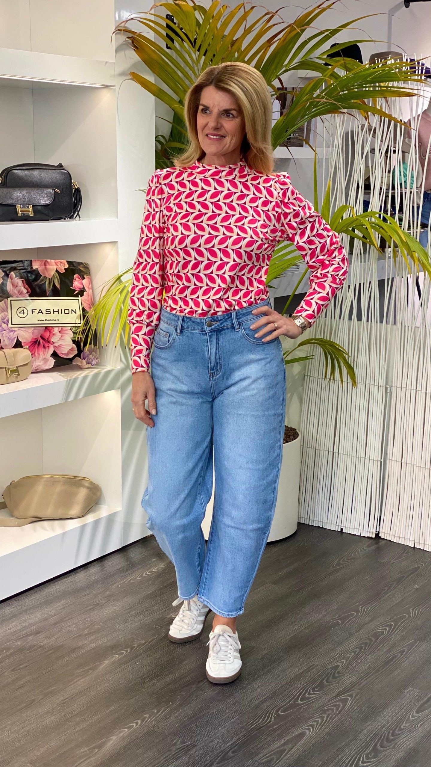 Chastar Top Col roze print