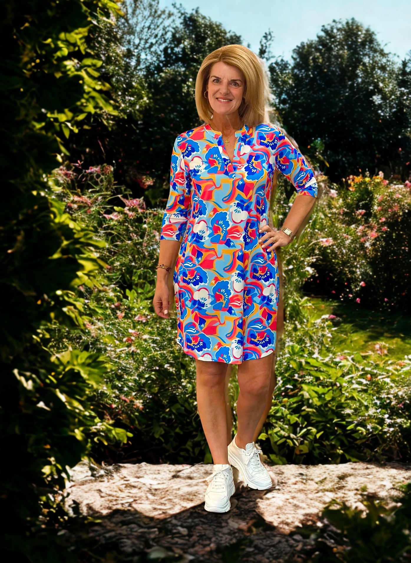 Angelle Milan Travelstof Tuniek Korte Mouw 1467/MP0027-V5