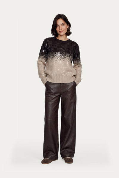 C&S Krissy knit pullover Dark Chocolate/Sand
