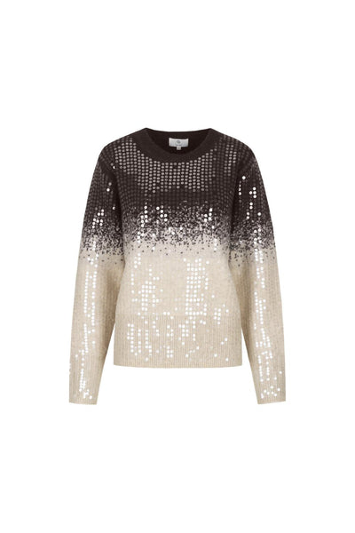 C&S Krissy knit pullover Dark Chocolate/Sand
