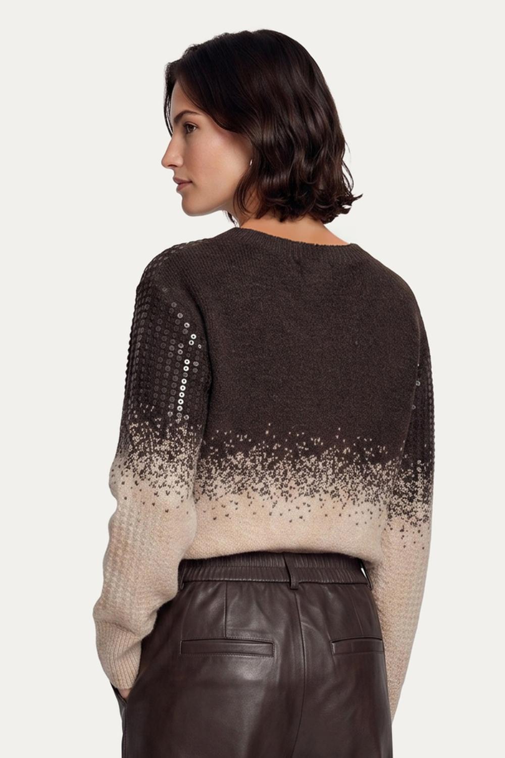 C&S Krissy knit pullover Dark Chocolate/Sand