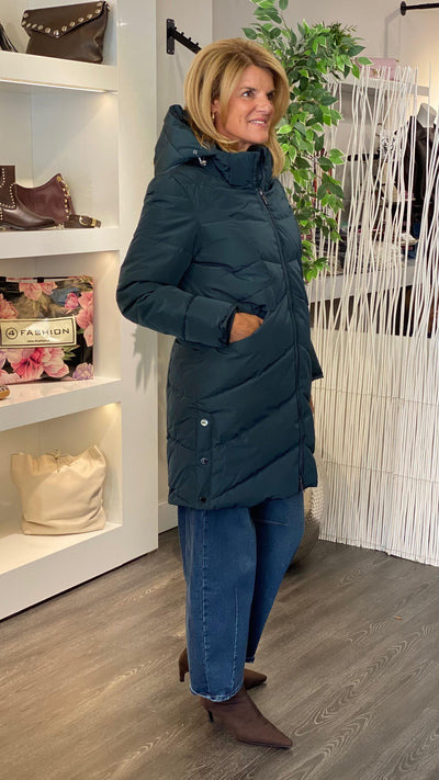 Covered Halflange Winterjas Adele 2 dark petrol