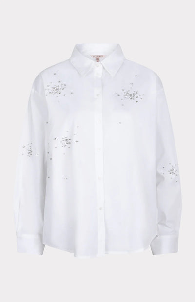 Esqualo Blouse Poplin Rhinestones Off White SP25.14008