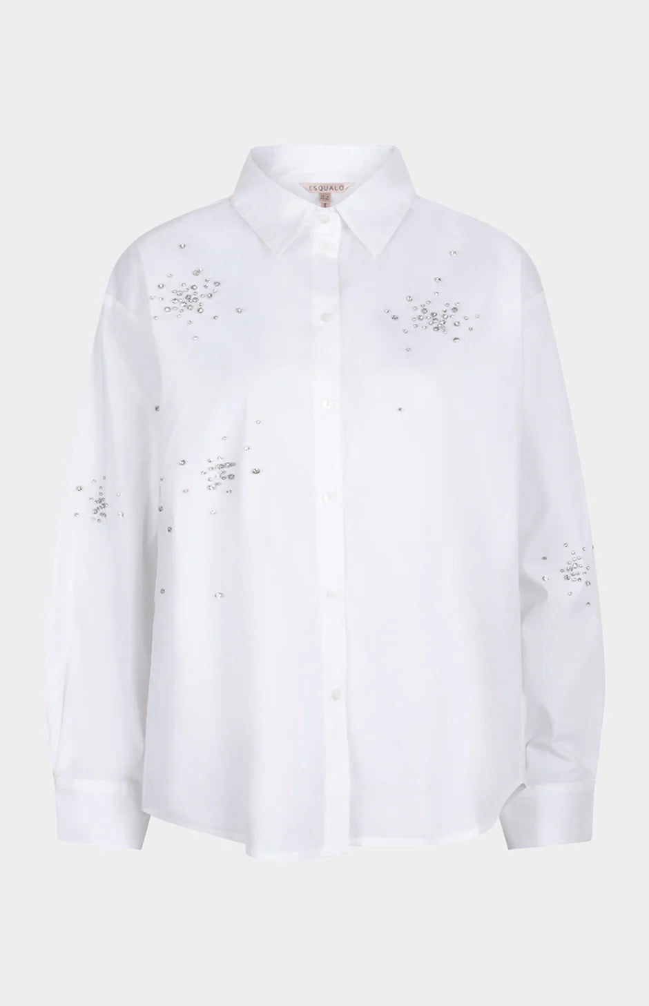 Esqualo Blouse Poplin Rhinestones Off White SP25.14008