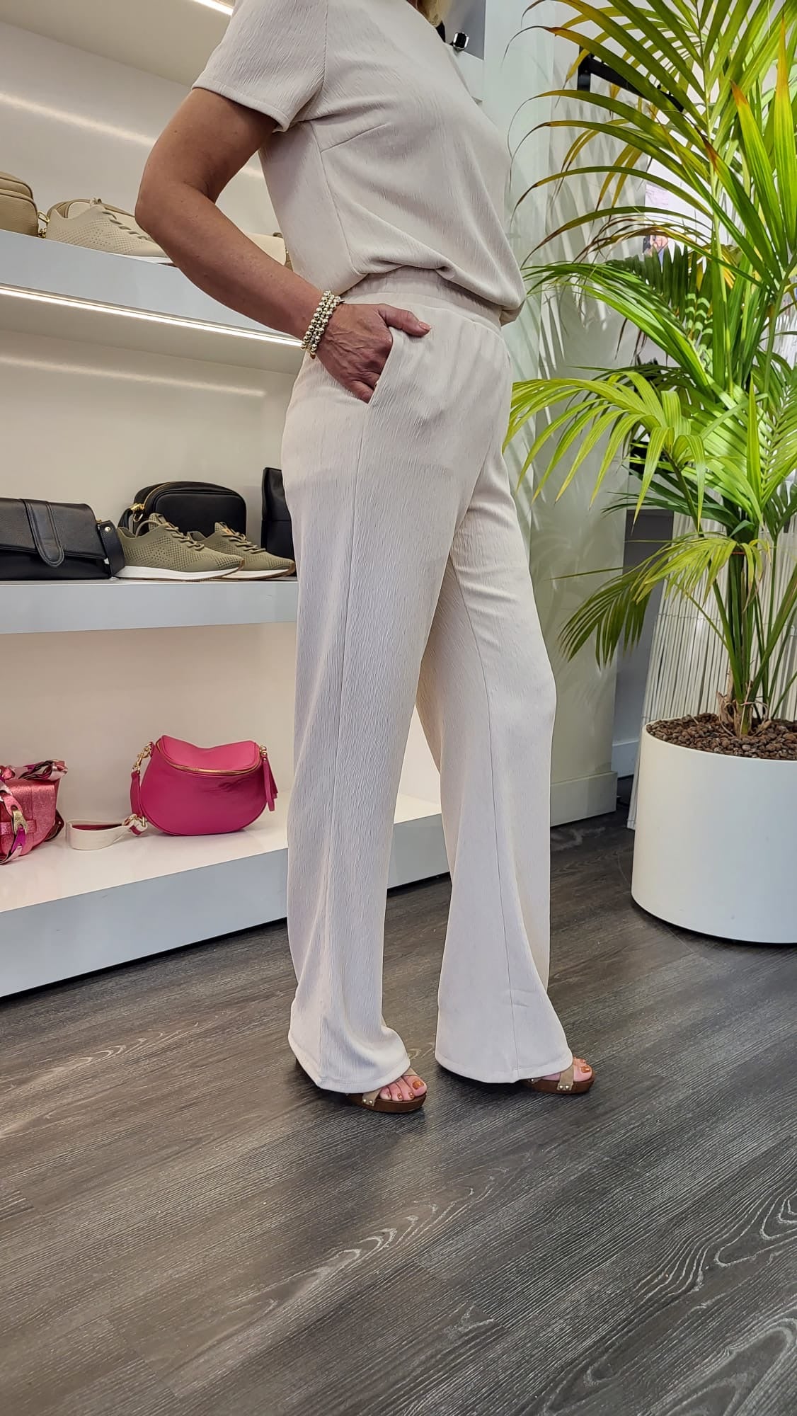 Esqualo Trousers Fancy Crinkle light sand SP24.30018