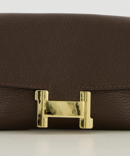 Hilary Clutch Tas Classic Grain Dark Brown T224