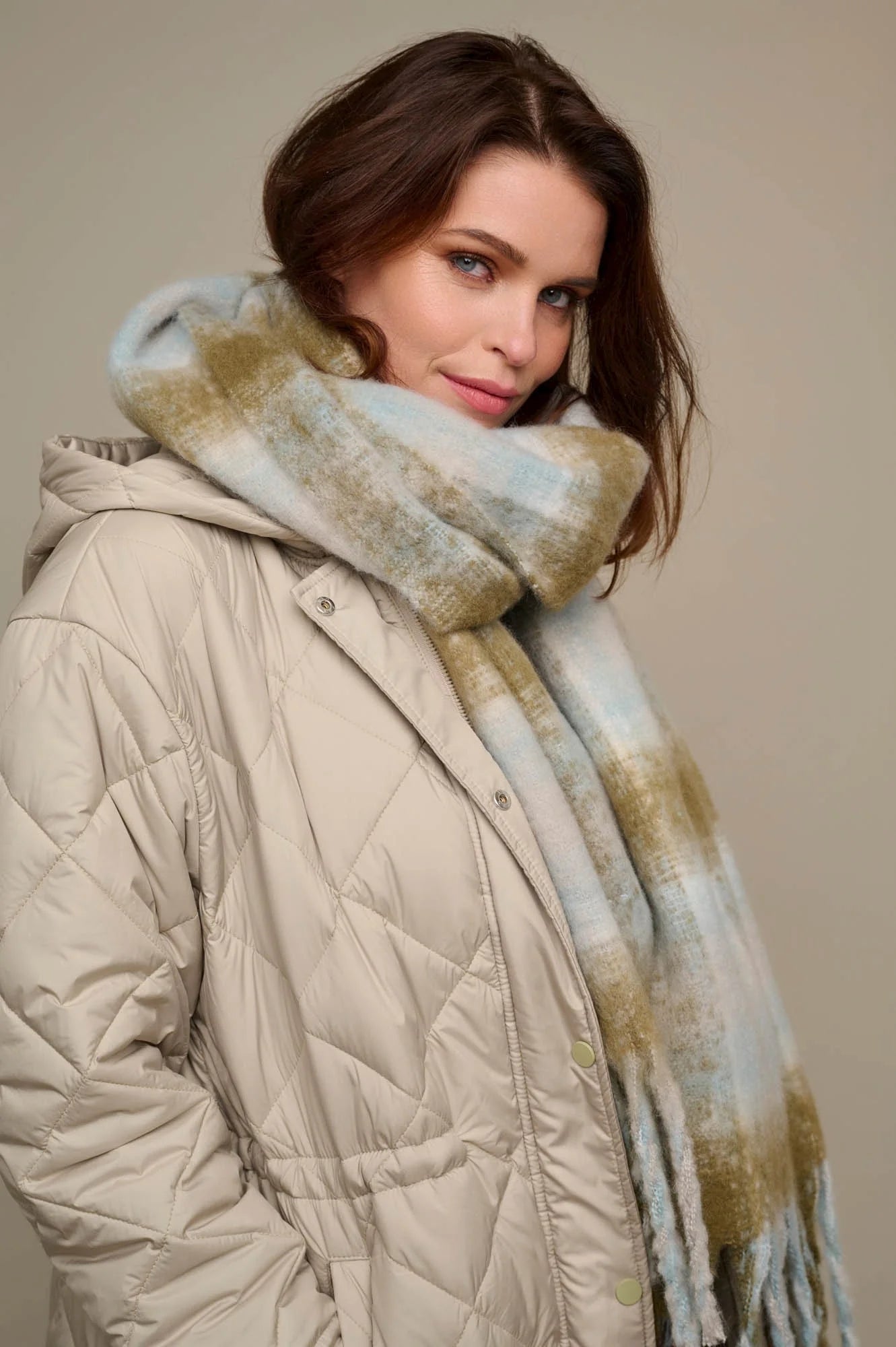 Rino Pelle Hipke Sjaal blue green check