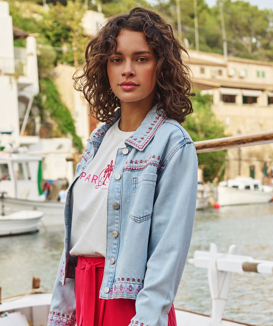 Esqualo Jacket Jeans Embroidery light blue