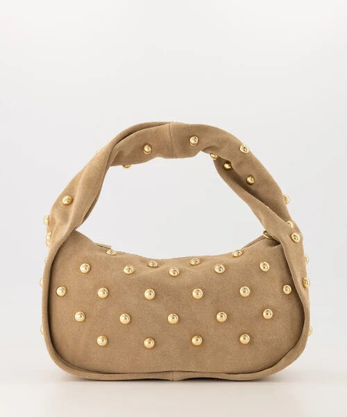 Lottie Handtas Studs Suede Zand/Goud T310