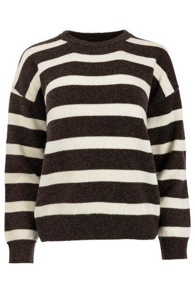 NED Trui Fine Knit Melange Ganache Brown/Ecru