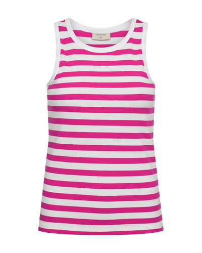 Freequent Effy Top brilliant white w. fuchsia purple