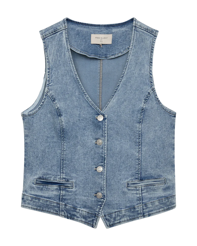 Freequent Halsey Gilet light blue denim