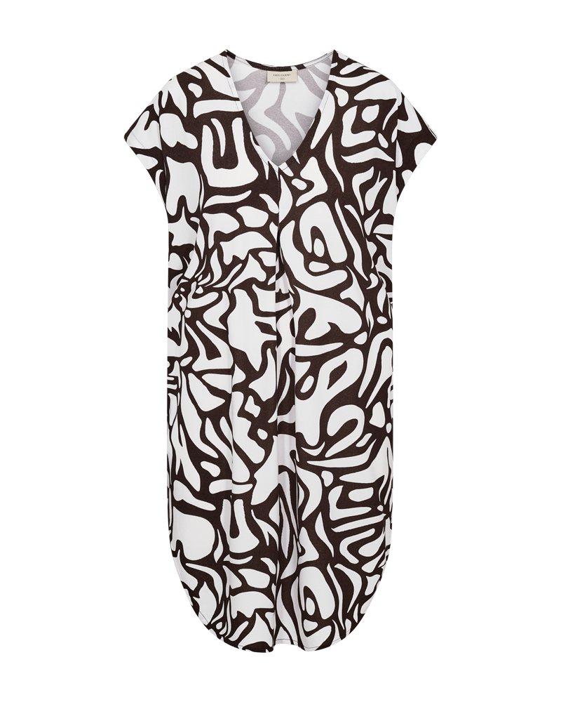 Freequent Floi Jurk coffee bean w. brilliant white