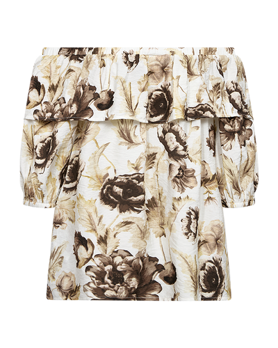 Freequent Maise Blouse brilliant white w. coffee bean