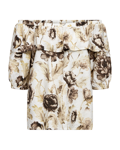 Freequent Maise Blouse brilliant white w. coffee bean