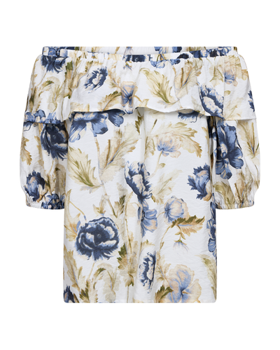 Freequent Maise Blouse brilliant white w. chambray blue