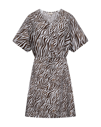 Freequent Mele Jurk brilliant white w. coffee bean