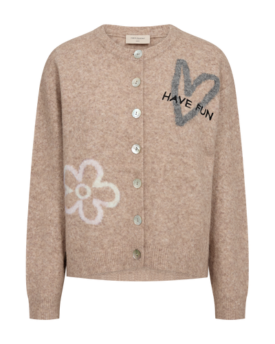 Freequent Nomas Cardigan Silver Mink Mel w Moonbeam
