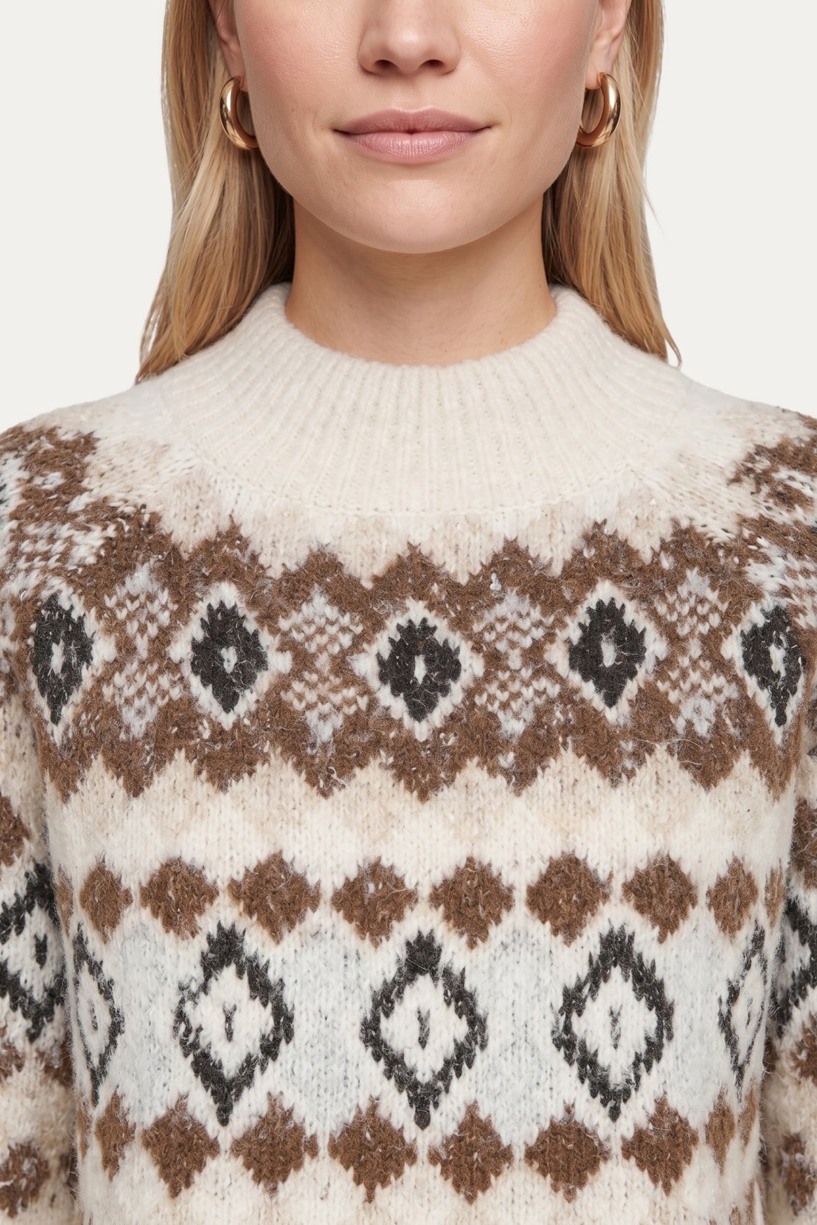 C&S Khadija Knit Pullover sand/dark walnut