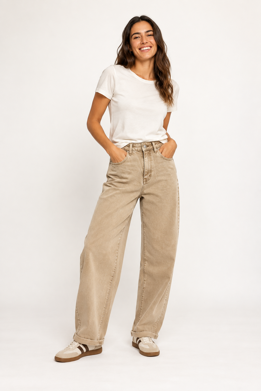 Redial Barrel Jeans Beige 9279-8