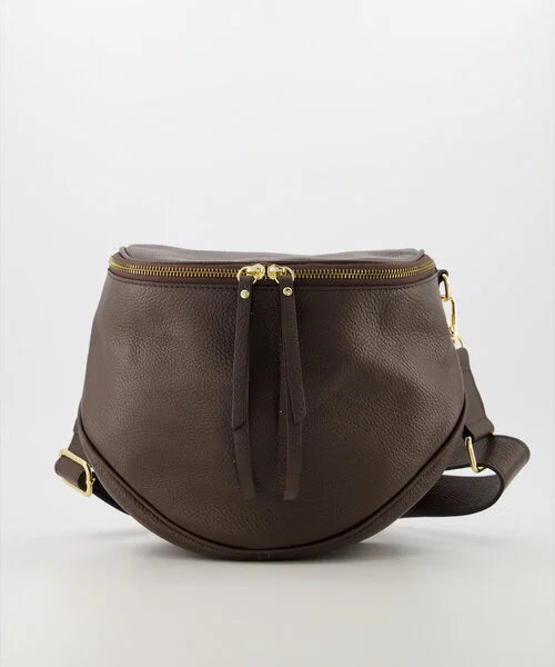 romsa crossbody tas echt leer donkerbruin