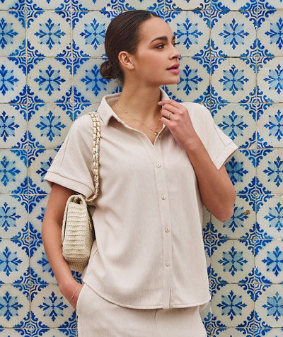 Esqualo Blouse Fancy Crinkle light sand SP25.30016