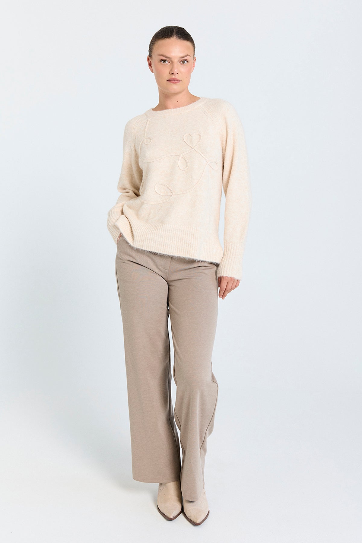 Freequent Nanni Wijde Broek desert taupe melange