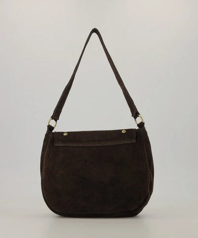 Winona Crossbody Tas Suede Studs Donker Bruin/Goud T281