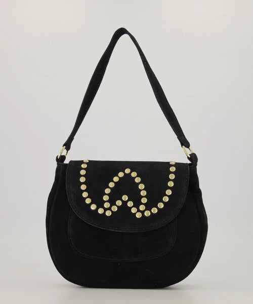 Winona Crossbody Tas Suede Studs Zwart/Goud nT281