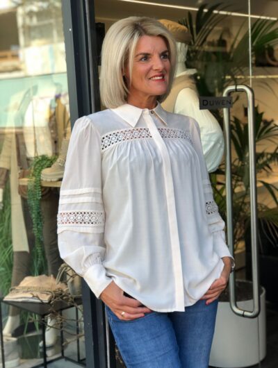 Mode Blouses Hemdblouses Holly & Whyte Hemdblouse wolwit-licht Oranje grafisch patroon casual uitstraling 