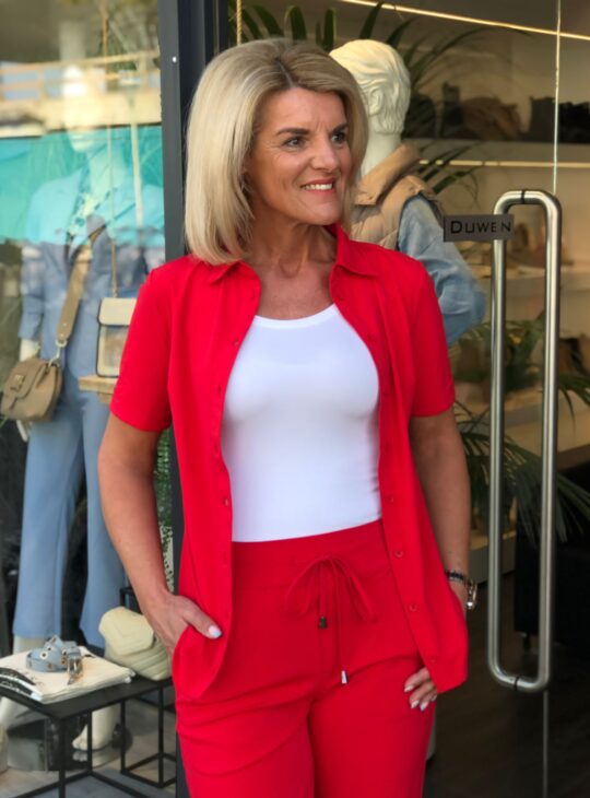 Mi Piace Travelstof Blouse Korte Mouw rood 202031