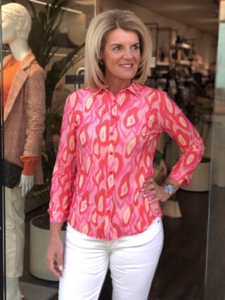 Travelstof blouse Angelle Rood Coral Rose 1615/19