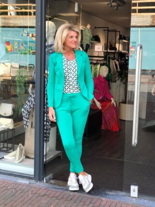 Travelstof blazer 1165 en broek angelle milan gucci groen ook in xs