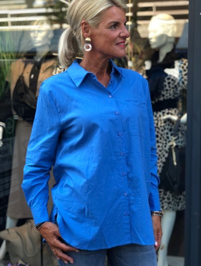 Mode Blouses Carmen blouse laura toulli Carmen blouse blauw-wit gestreept patroon casual uitstraling 