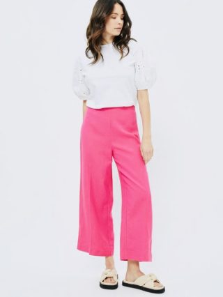 Peppercorn Nadianna Cropped Wijde Broek shocking pink