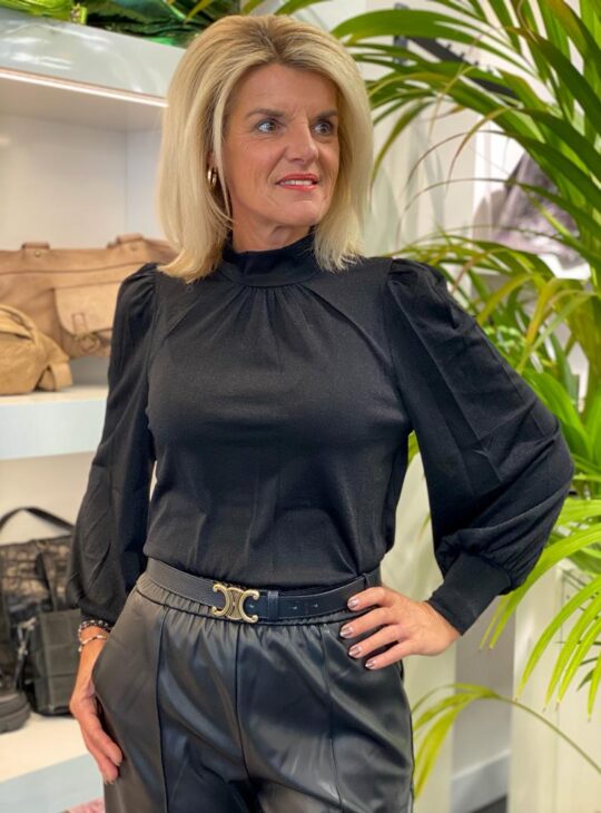 Esqualo Blouse Fancy Lurex W23.08701 zwart