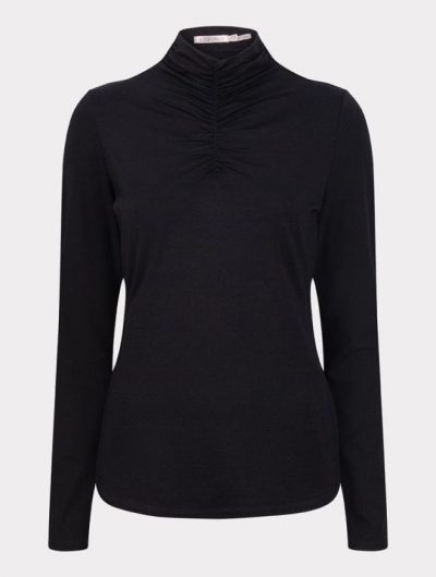 Esqualo Top Smocked Neckline F23.30517 zwart