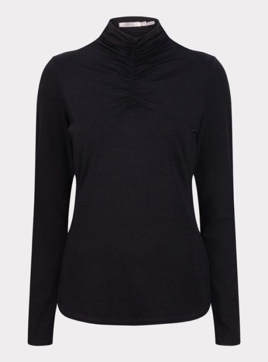 Esqualo Top Smocked Neckline F23.30517 zwart