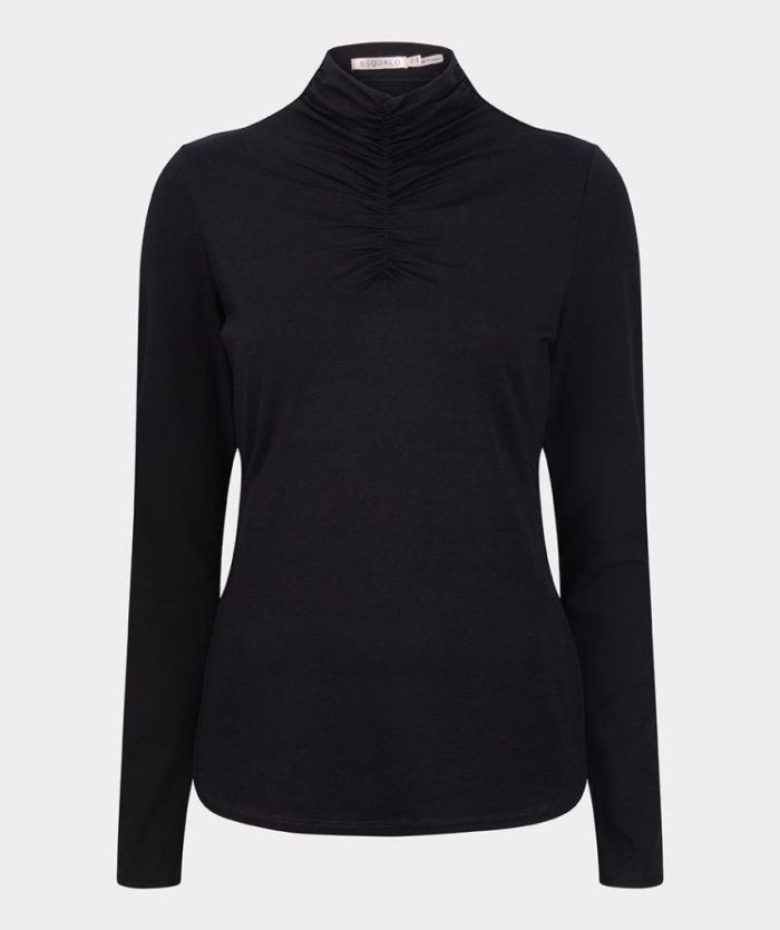 Esqualo Top Smocked Neckline F23.30517 zwart