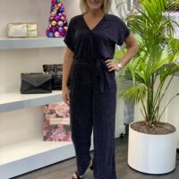Freequent Jalux Jumpsuit zwart zilver