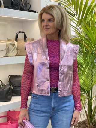 Fluresk Narine Gilet metallic roze