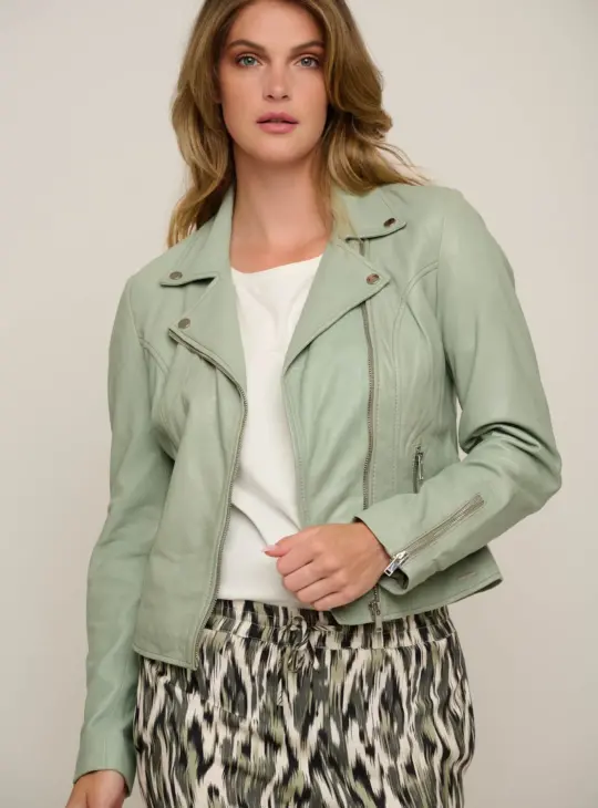 Rino & jas Pelle Emily Biker Jacket sea moss