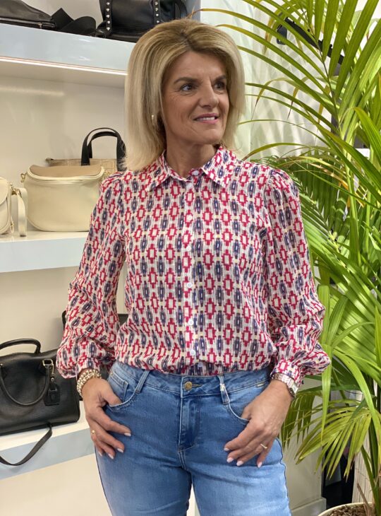 C&S Shadia Blouse offwhite/magenta