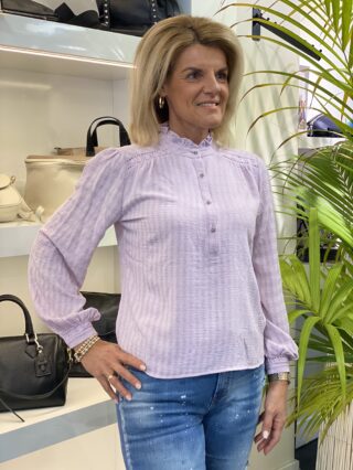 Azzurro Top met Broderie lila 0321