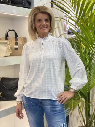 Azzurro Top met Broderie offwhite 0322